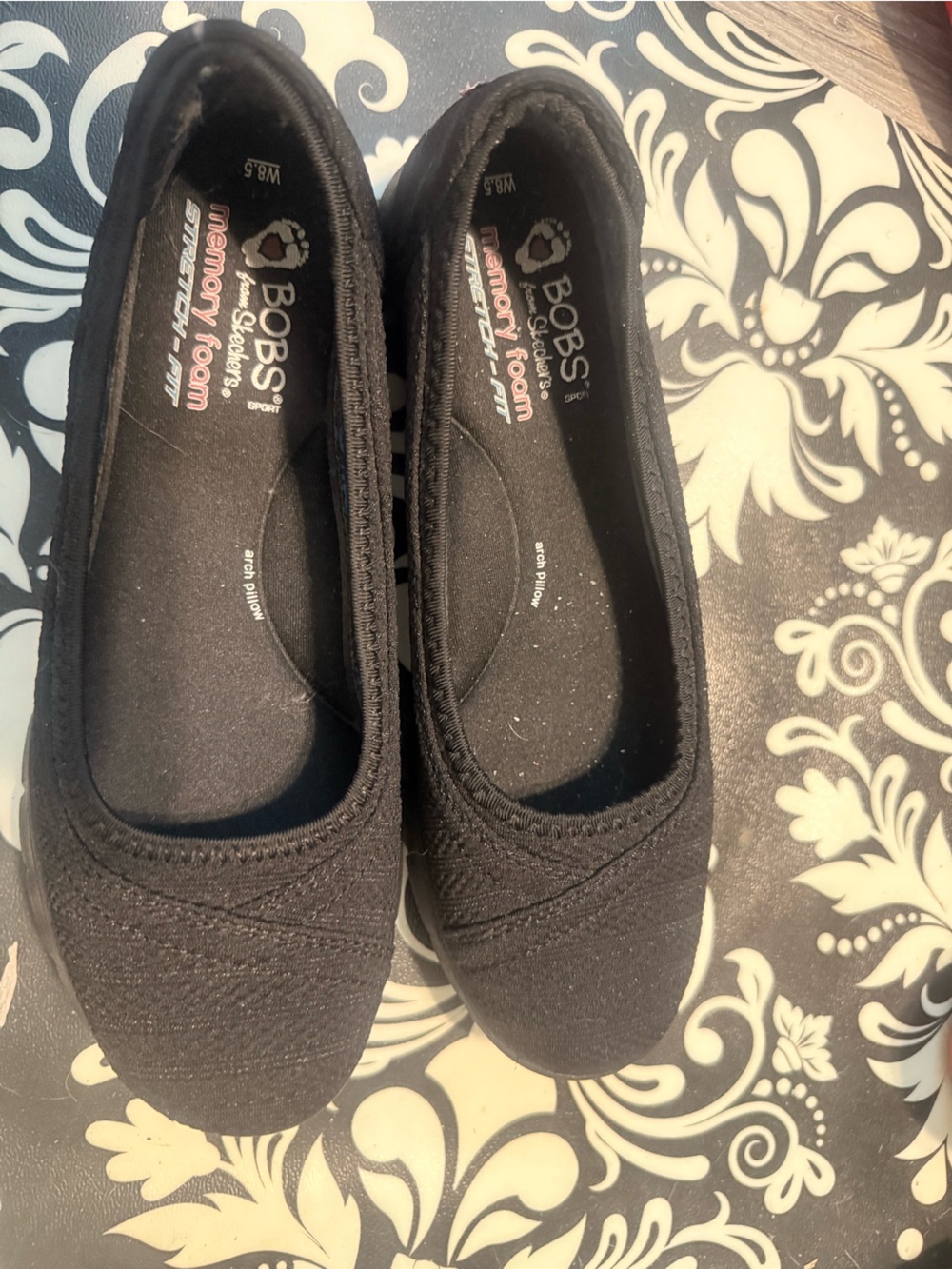 BOBS from Skechers Women's Black Memory Foam Slip-On Flats